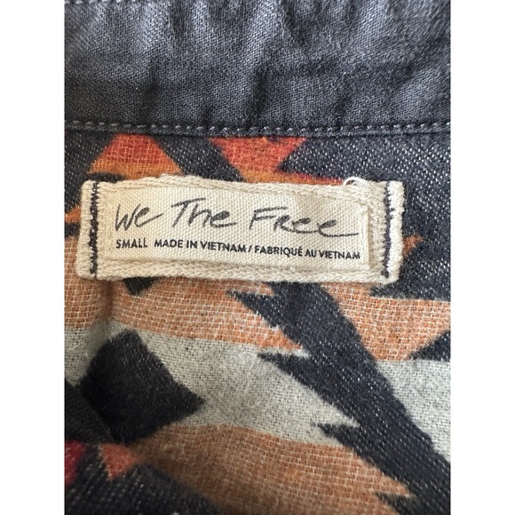 We The Free Shirt Adult S Orange‎ Gray Aztec Striped Southwestern Collared Women - Picture 4 of 10
